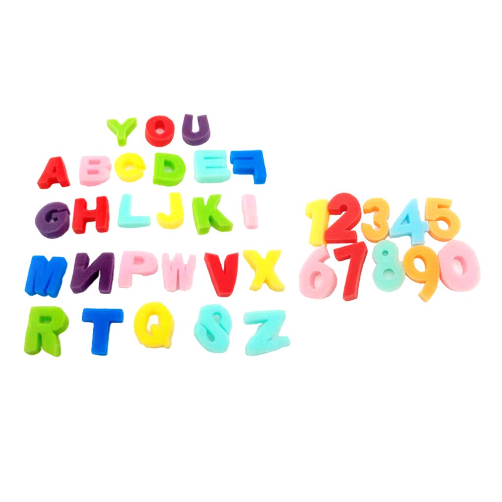 36Pcs Sponge Stamps Alphabets Numbers Letter Kids Ink Pad Finger Painting Craft