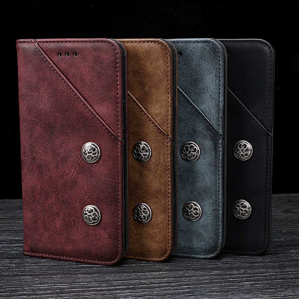 Telefon etui til oneplus 5, [stativer til kortpladser], retro magnetisk fip etui, cover til læder telefon cover til oneplus 5