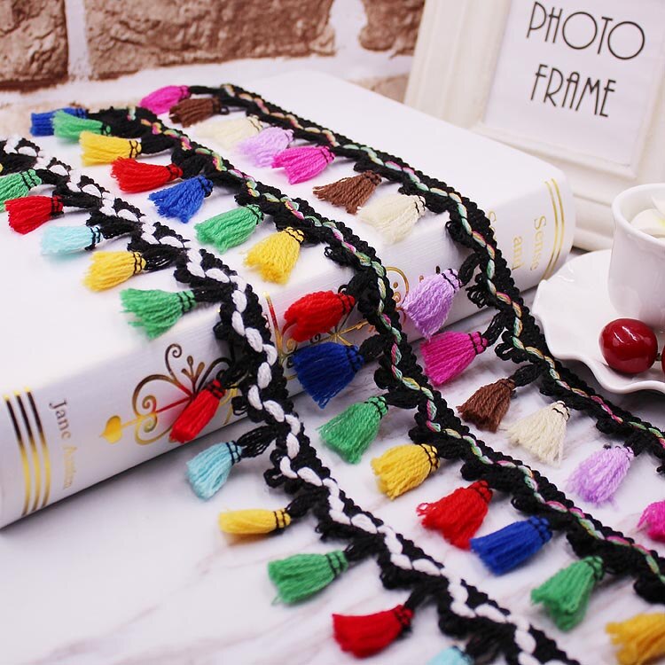 Meldplicht 2y/lot 5 cm Katoenen Draad Kwastje Kant Lint Trim Fringe Stof Kleding Naaien Ambachten DIY Decor Materialen