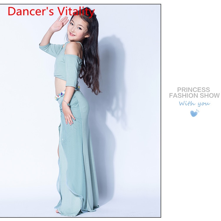 Falda de baile para niñas, ropa de entrenamiento de rendimiento, danza Oriental, traje de diosa perla, vientre,