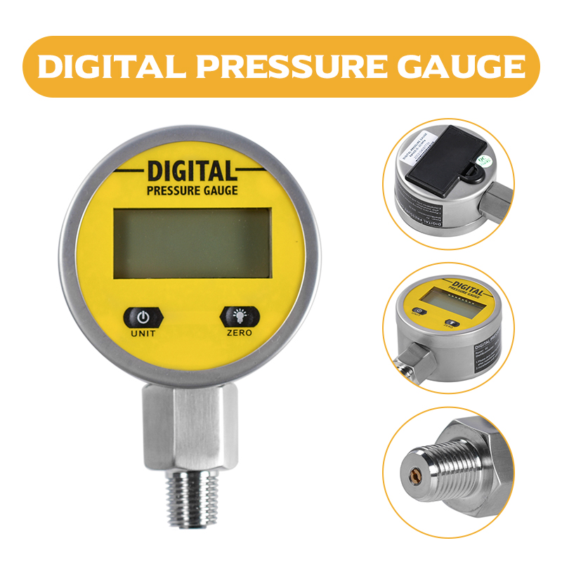 1Pc Pressure Gauges Digital Display Oil Pressure Hydraulic Test Meter 3V 250BAR/25Mpa 2 Points Thread For Gas Water Fuel Liquid