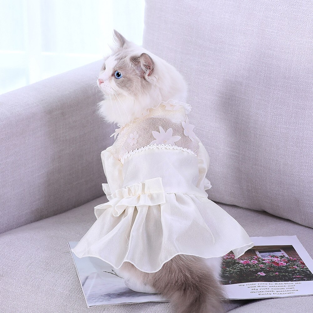 Verano dulce gato ropa de manga Puff de la hermosa princesa vestido de traje para gatos gatito lindo falda accesorios para mascotas