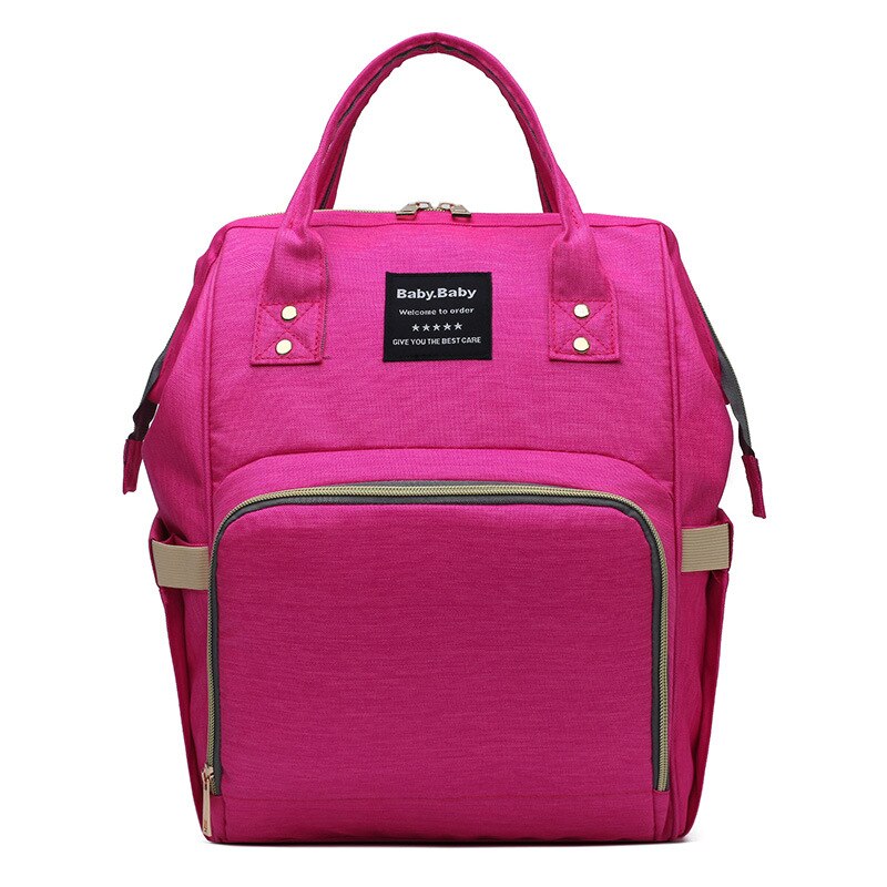 Diaper Bag 2020New Style Multi-functional Shoulder MOTHER'S Bag Large Capacity Waterproof Nylon Cloth Mommy Bag: Rose red