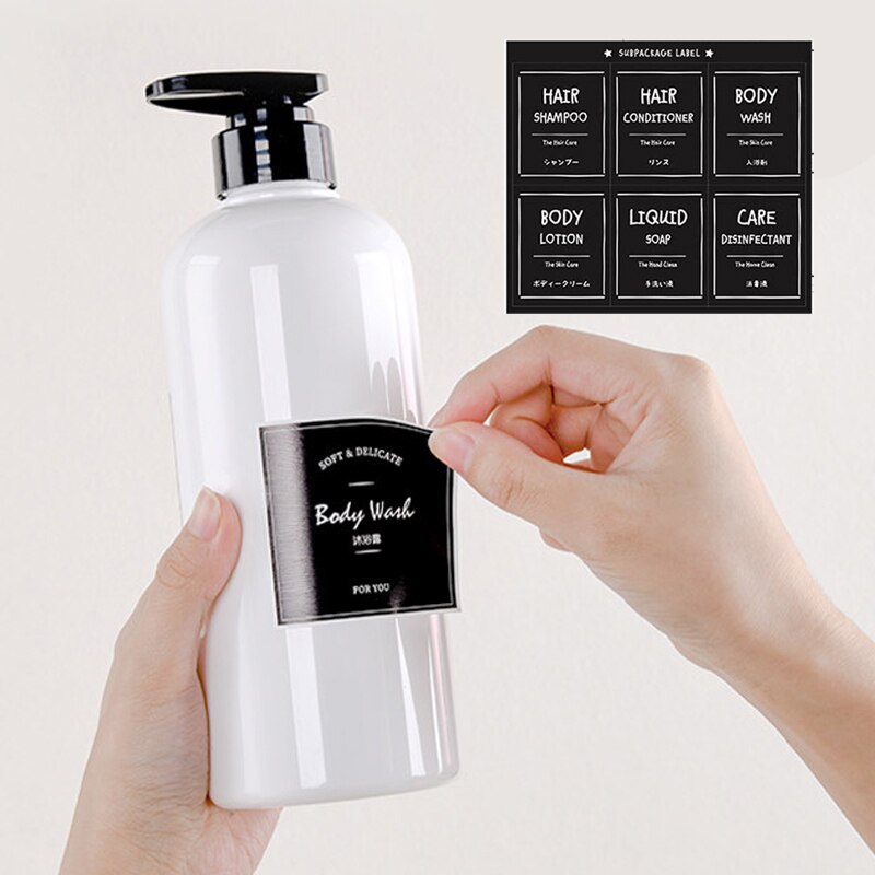 Nordic Zeep Fles Label Sticker Set Badkamer Shampoo Lotion Dispenser Labels Waterdichte Zelfklevende Identificatie Sticker