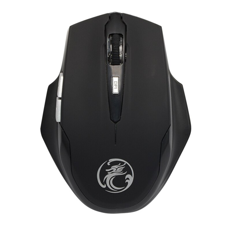 Imice ergonomische 2.4 ghz 6- knops opto-elektronische draadloze muis draadloze pc-computer gamingmuis muizen computer kantoor: Zwart