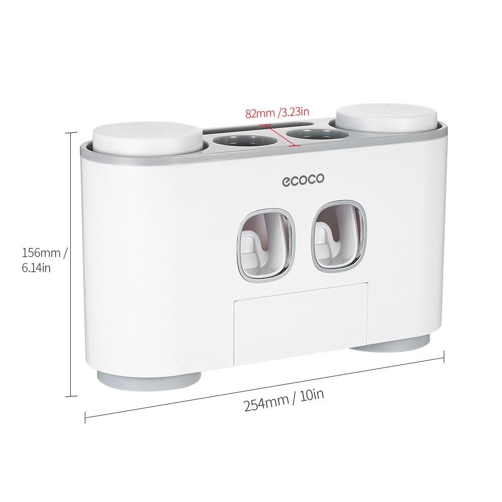 Automatic Squeeze Toothpaste Set Wall-Mounted Toothbrush Holder with 2 Toothpaste Dispensers 4 Cups and 5 Toothbrush Storage