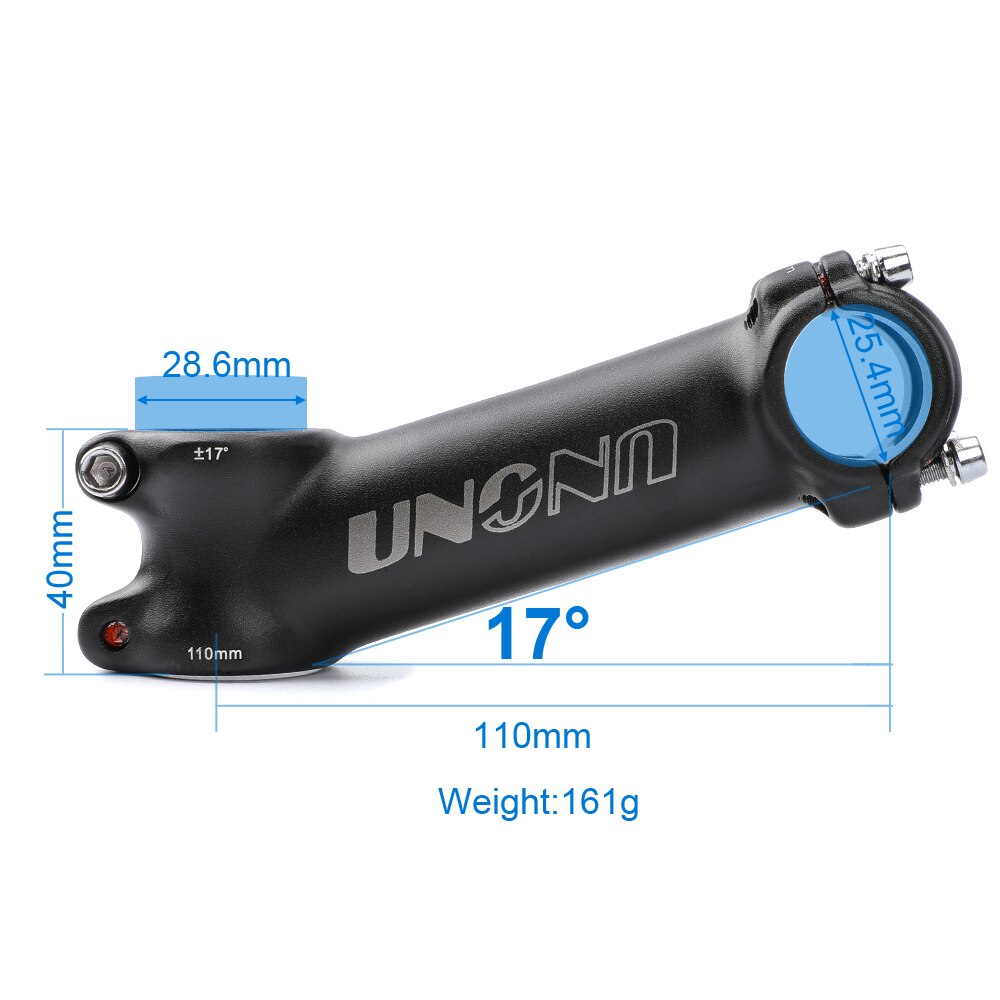 UNO Handlebar MTB Power 17 Degree Bike Handlebar Stem 25.4 Bicycle Parts Handle Bike Stem Off Road 70-120mm Bar Fork Riser: 25.4x110mm stem 17
