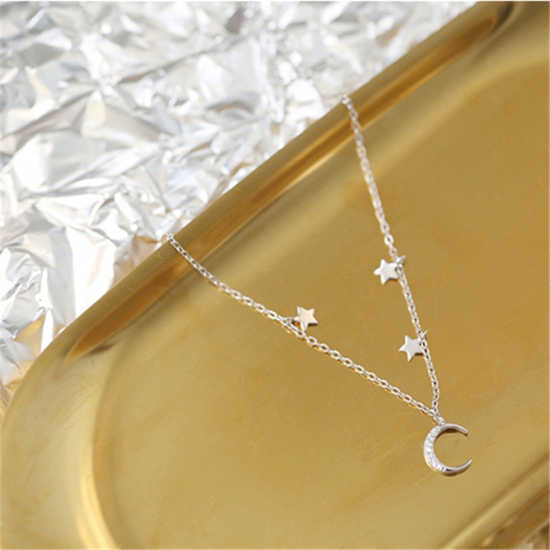 Silver Color Art Moon Stars Bracelet With Zircon Friendship Chain Bracelets Star Moon Charm Bracelets For Women Girl