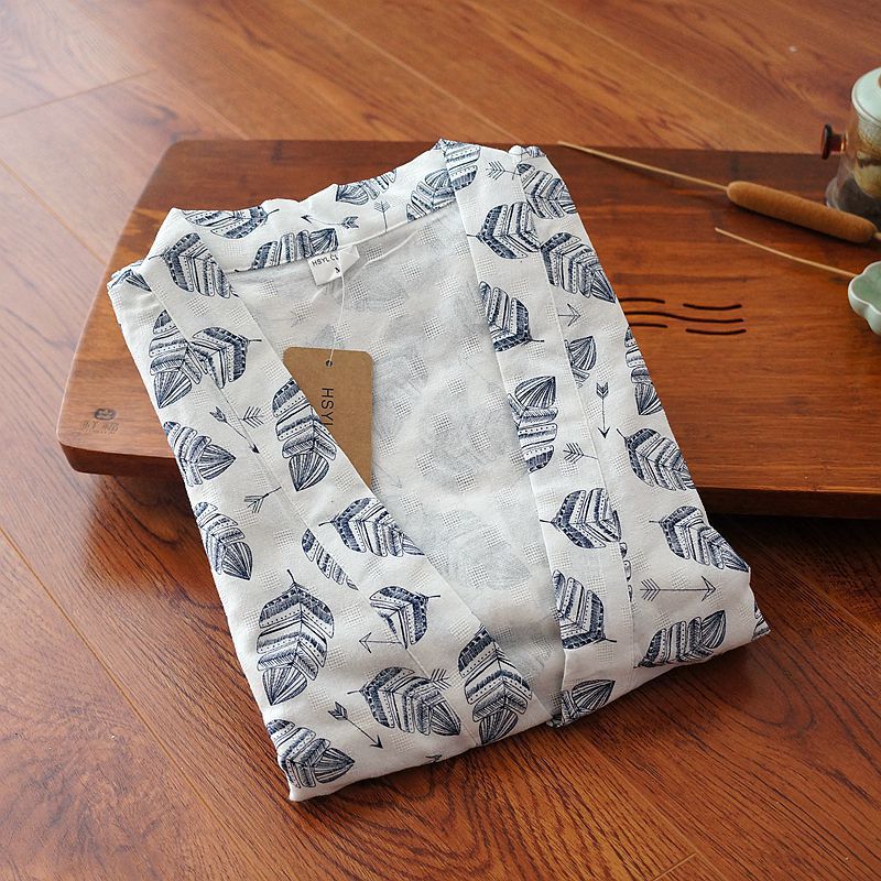 Heren Katoen Linnen Kimono Badjas Gown Haori Lente Herfst Losse Ongedwongen Nachtkleding Lange Kimono Vest Yukata Thuis Kleren