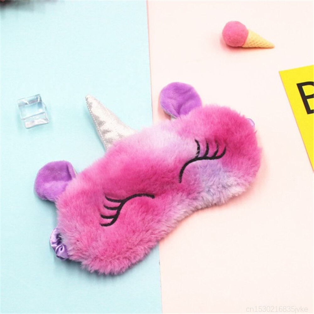 Leuke Mooie Zachte Pluche 3D Eenhoorn Slapen Oogmasker Glad Zijde Oog Schaduw Eye Relax Masker Oog Dekking Voor Reizen thuis Party Game: I