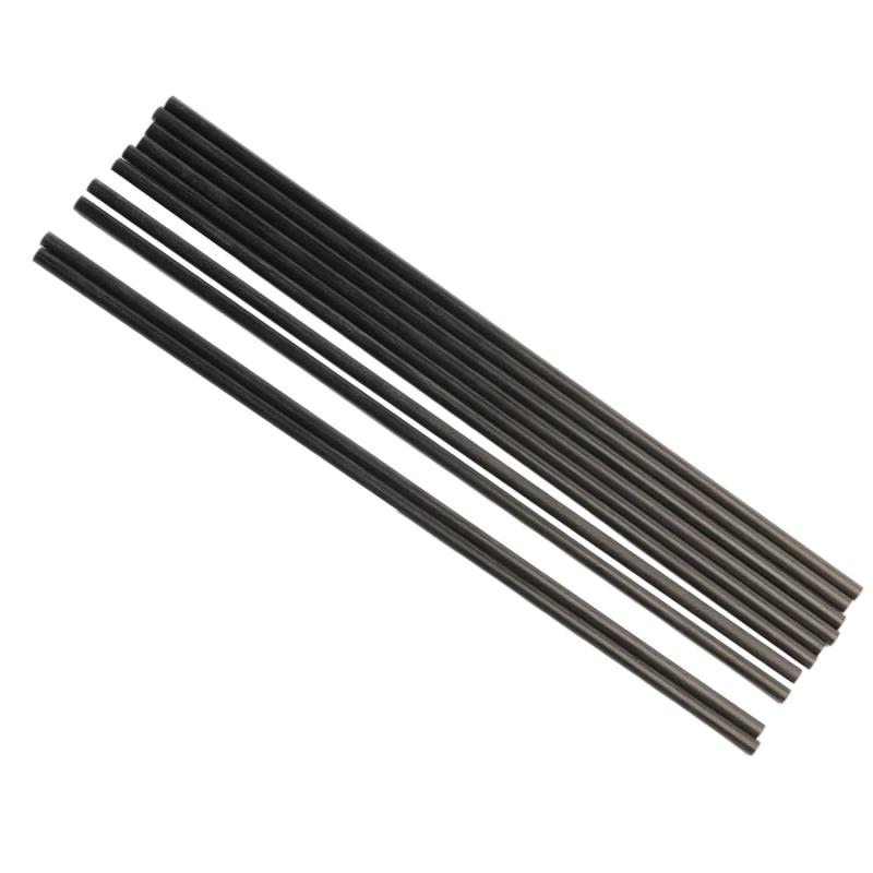 Varilla de fibra de carbono sólida, 1MM, 2MM, 3MM, 4MM, 5MM, 6MM, 7MM, 8MM -18MM (250-500MM), varilla de refuerzo, peso ligero de alta resistencia para bricolaje