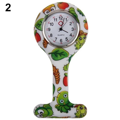 Reloj de bolsillo para mujeres y enfermeras, broche de silicona estampado a la para enfermeras, Túnica, reloj de bolsillo con cadena, esfera de acero inoxidable de cuarzo: 2