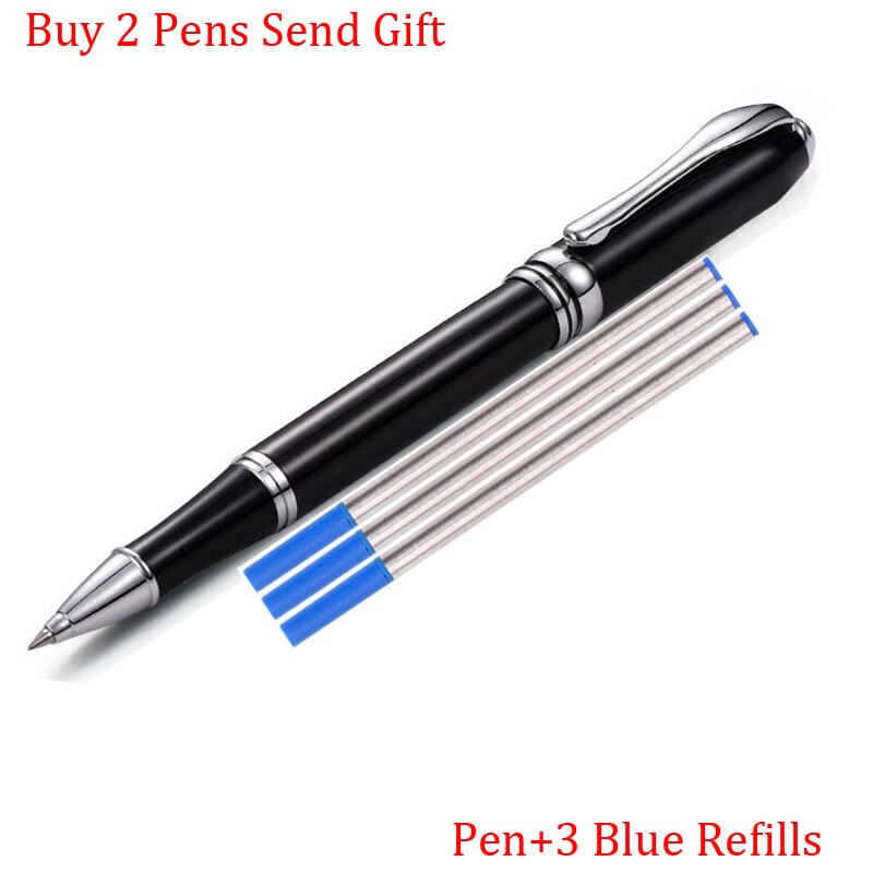 Classic Full Metal Luxury Ink Fountain Pen Office Signature Writing Pen Buy 2 Send: Pen 3 Blue Refills