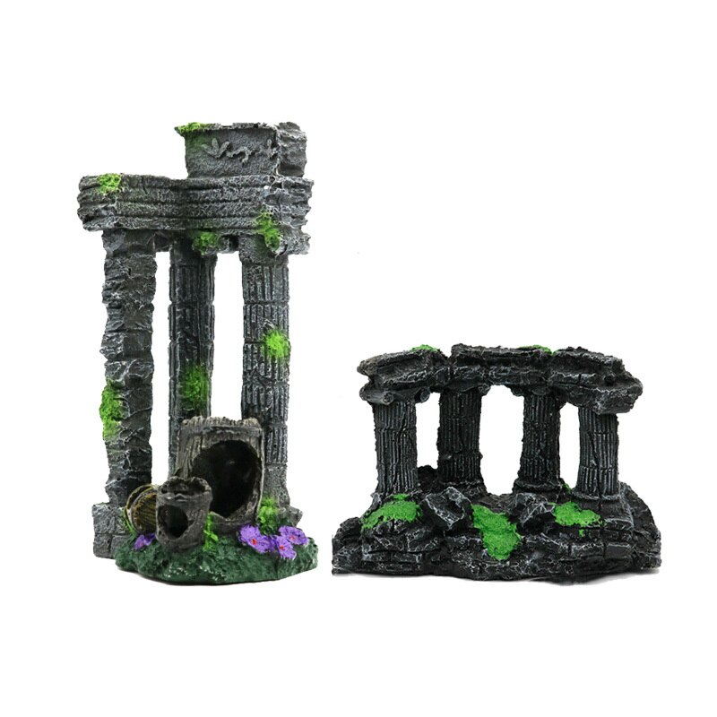 Artificial Aquarium Decoration Accessories Roman Column Fish Tank Landscaping Ruins Column Stone Cave Rock Ornaments Decor