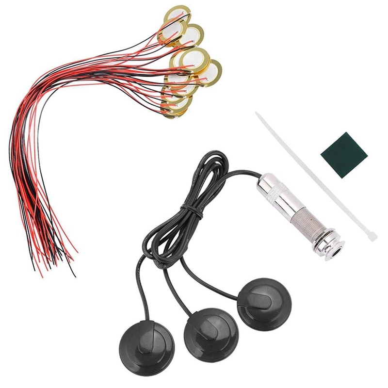 Gitaar Pickup 3x Piezo Pickup Transducer Met 15Pcs 27Mm Piezo Discs Met Leads Mic Drum Trigger Akoestische Pickup: Default Title