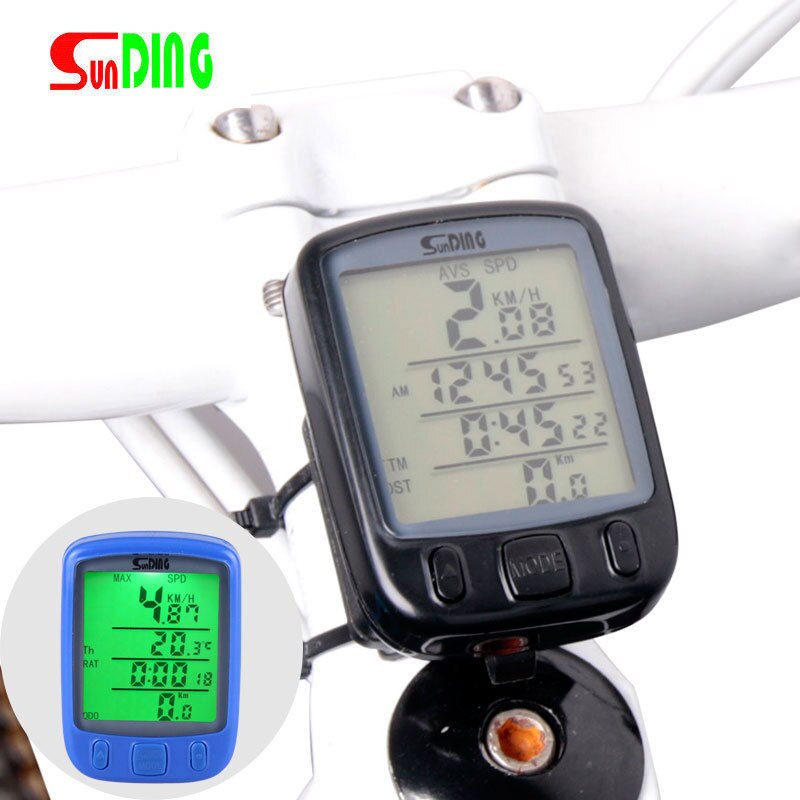 Sunding Road Bike Mountain Bike Stopwatch 563AC Bicycle Speed Meter Paper English Cable Wireless Night Light Mileage Speedometer