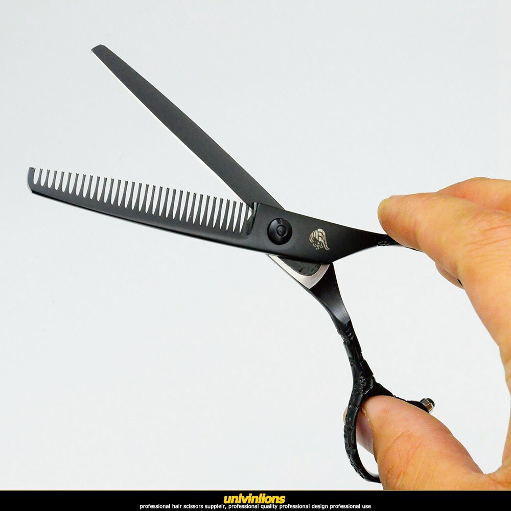 6 " zwarte gegraveerde schaar kappersbenodigdheden haarschaar kappersschaar scheermes salon de coiffure