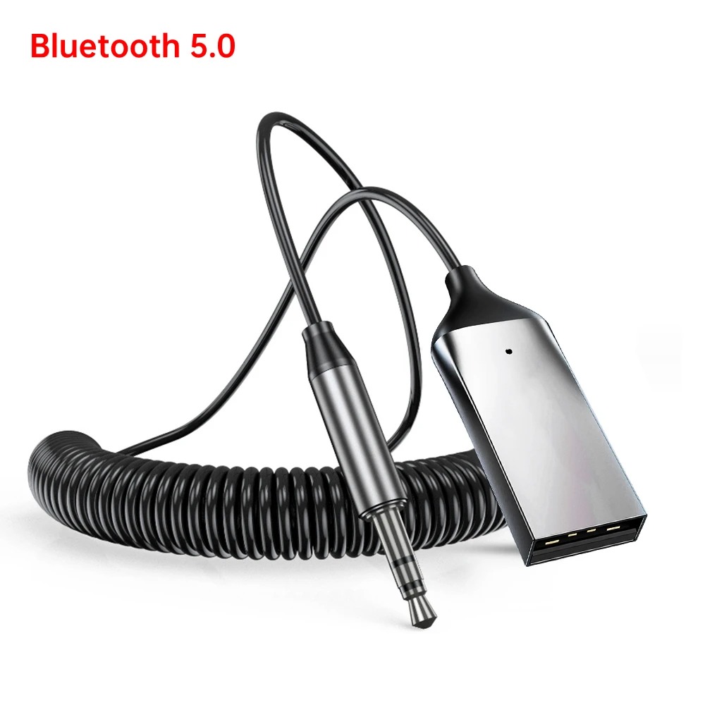Bluetooth 5.3 Aux Adapter Wireless Car Bluetooth 5.0 Receiver USB to 3.5mm Jack Audio Music Mic Handsfree for Car Speaker: Silver