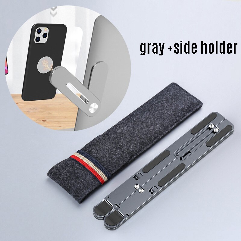 Adjustable Foldable Laptop Stand Desktop Notebook Holder Laptop Cooling Pad for Macbook Pro Air 13 15 13.3 15.4 15.6 iPad Pro: gray with side holde