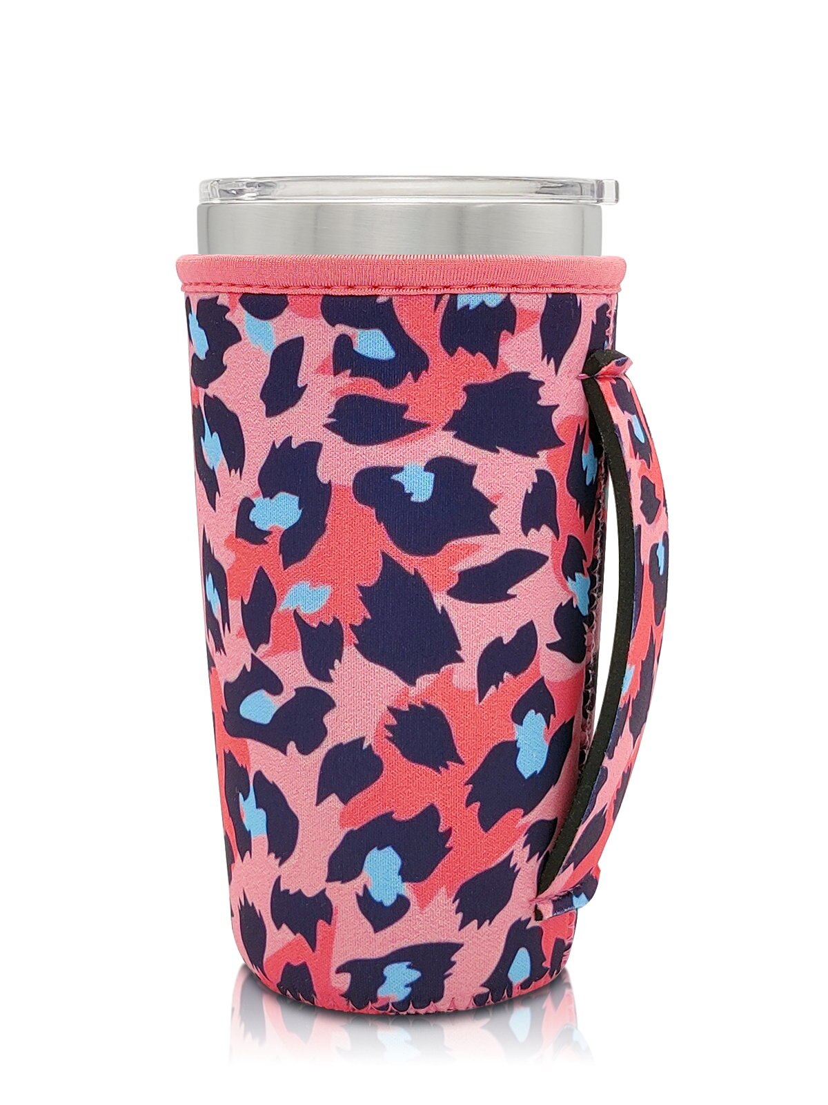 Reusable Iced Coffee Cup Sleeve Neoprene Insulated Sleeves Cup Cover Holder Idea for 20oz Tumbler Cup: Pink Cheetah
