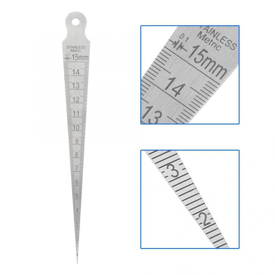 Feeler Gauge 1pcs Stainless Steel Wedge Welding Taper Feeler Gauge Ruler Hole Inspection Tool 0-15mm Voelermaat