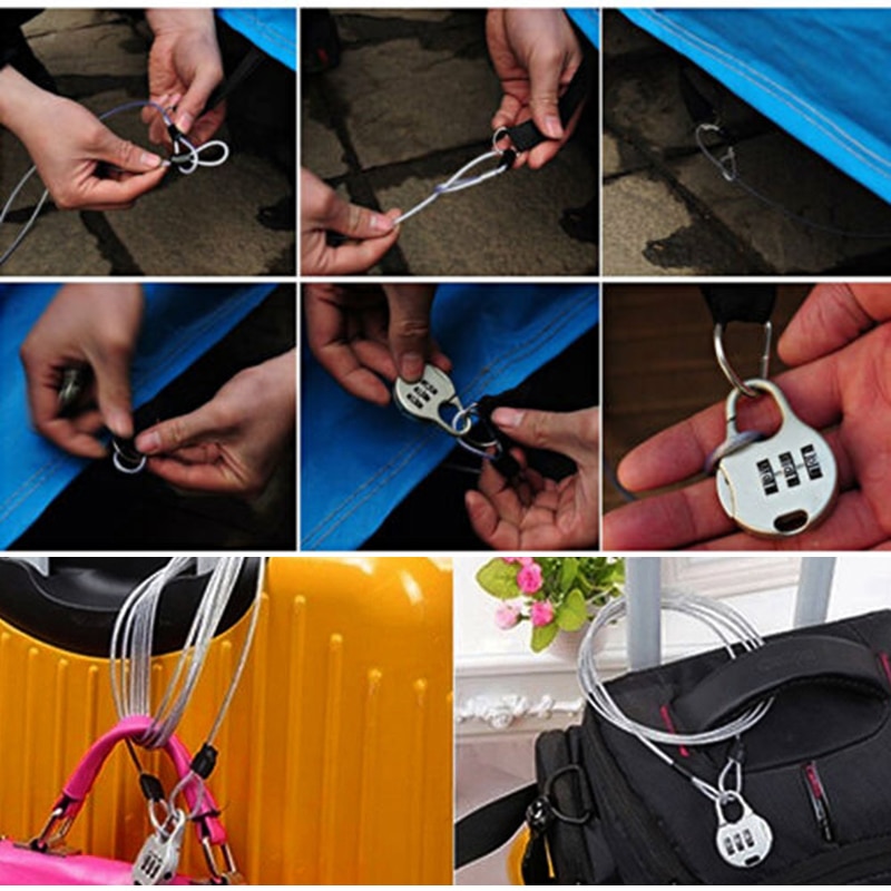 Universal Garage Door Lock Handle Cable Latch Steel Rope Wire Cord Repair Spares Mini Security Braided Steel Cable Luggage Lock