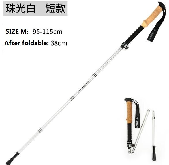 KORAMAN 8504# Ultra-light EVA straight grip handle Carbon fiber 5-section adjustable canes walking hiking sticks trekking pole: Size M