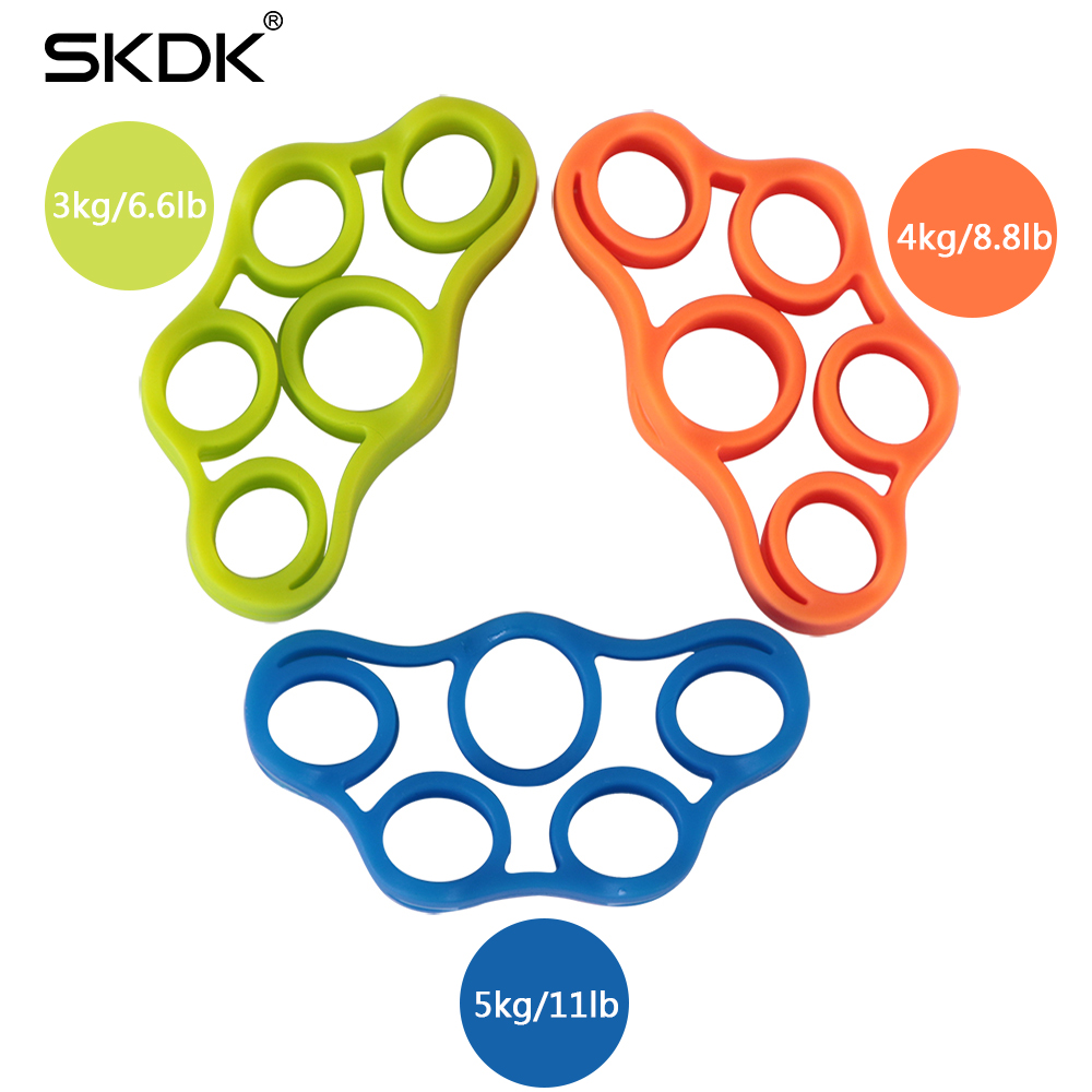 SKDK 1Set Silicone Hand Gripping Ring Finger Strength Trainer Exerciser Workout Gym Fitness Finger Expand Gripper