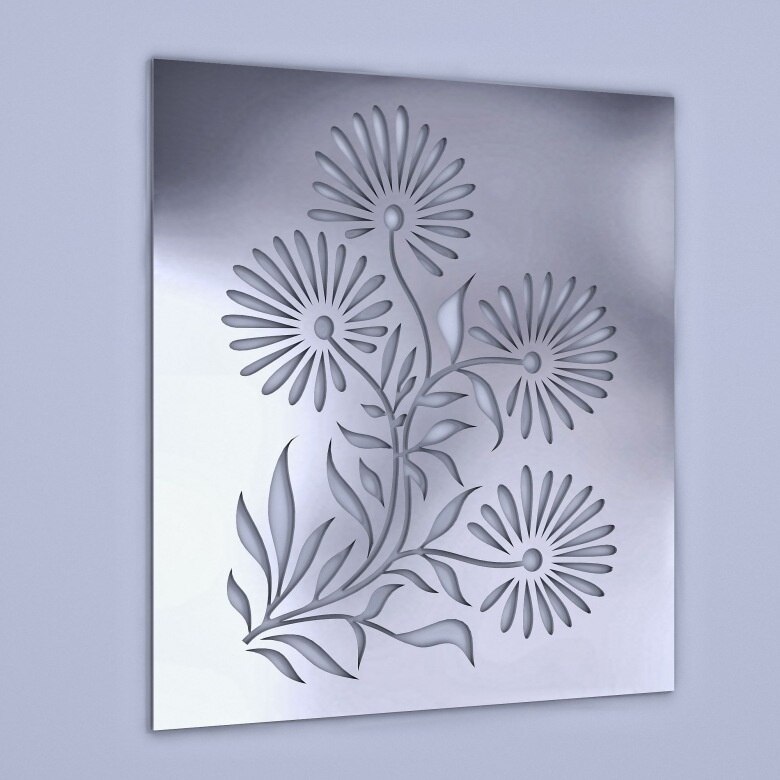Square cut out Flower acrylic wall mirror stickers , 3D decorative mirror sticker for weeding bedroom deco