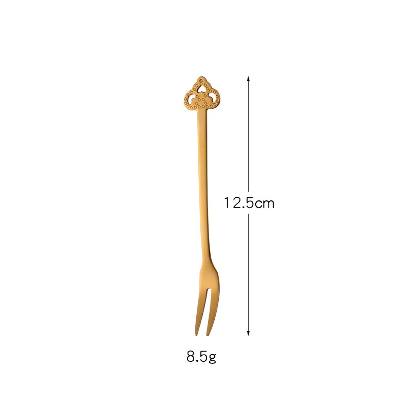 10PCS/Set Fruit Forks Stainless Steel Gold Cake Dessert Forks Lovely Mini Fork Used For Cake in Party Restaurant With Box: 10pcs gold