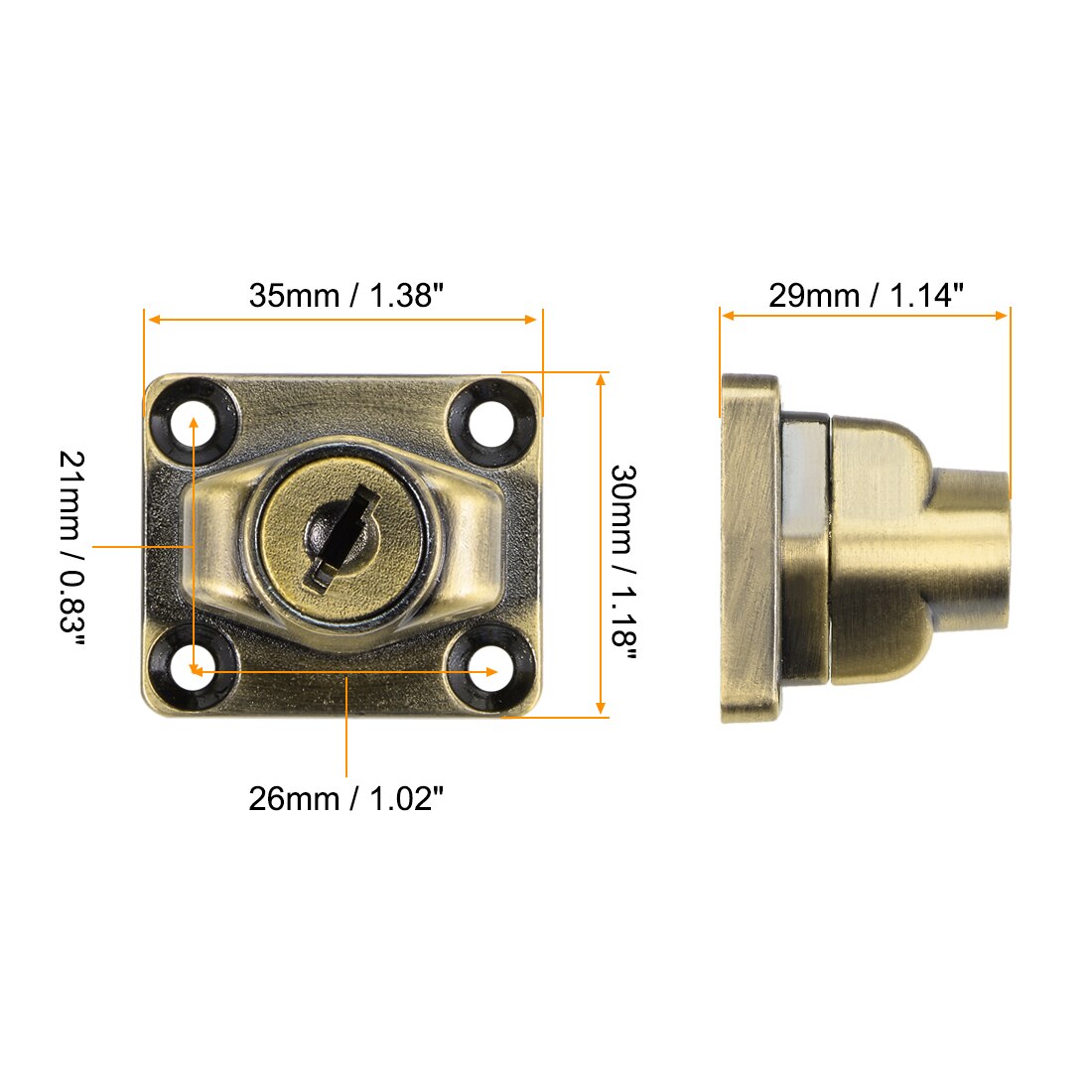 Uxcell 2.5-Inch Ingetoetst Hasp Sloten W Schroeven Voor Deur Keyed Alike Brons Tone