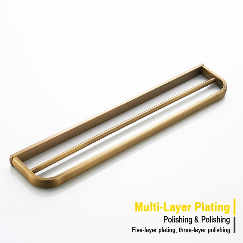 Bronze Bathroom Double Towel Rail Bar Antique Black White Clothes Bathtowel Hanging Vintage Brass Bathroom Towel Holder Shelf