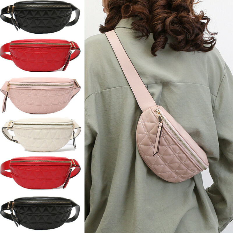 Retro Unisex mujer hombres cintura bolsa riñonera PU bolsa cinturón monedero pequeño teléfono llave bolsa Rojo Negro cintura paquetes