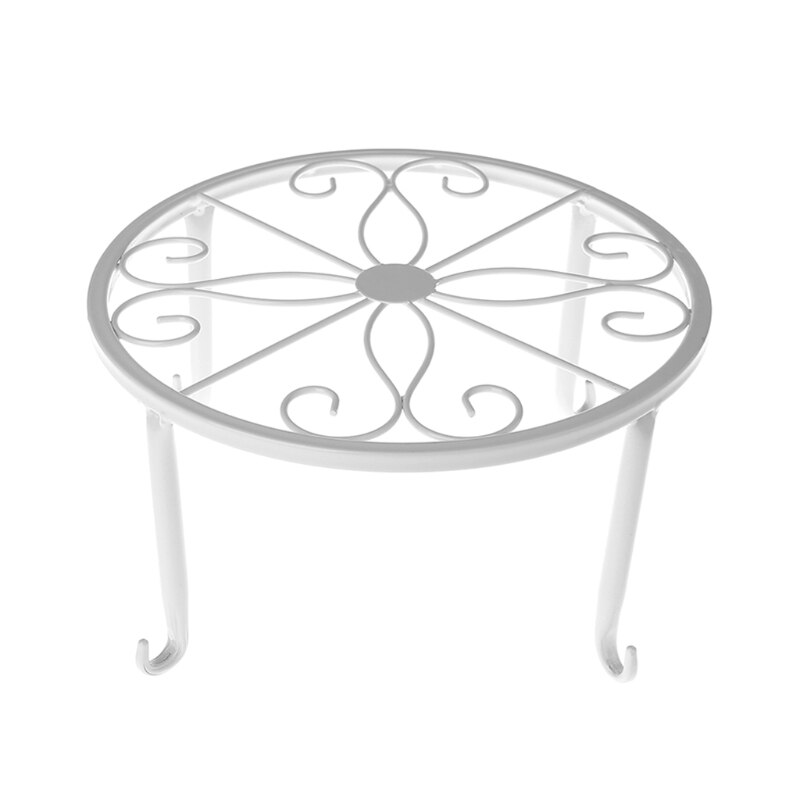 Metal Plant Pot Stand Flowerpot Base Holder Rack Round Indoor Outdoor Home Decor: White