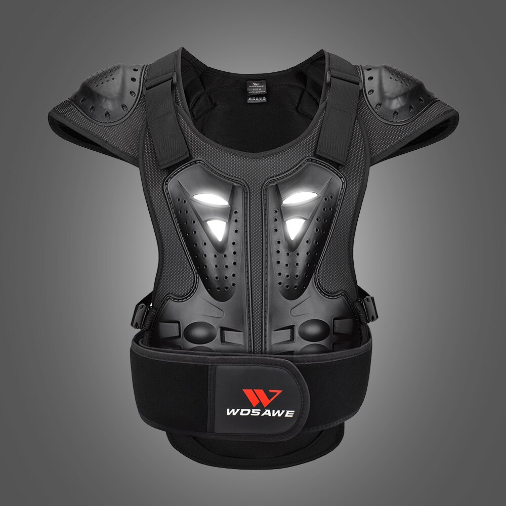 WOSAWE Kids Motocross Chest Protector - Black, Adjustable, Youth Dirt Bike Armor