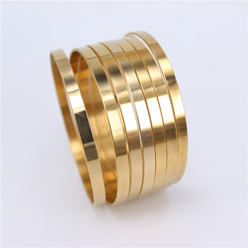 Mgub Diameter 70Mm 5Mm Breed 7Pcs Armband Rvs Mannen En Vrouwen Bright Geschikt Voor Slijtage Originele afbeelding LH511: gold color
