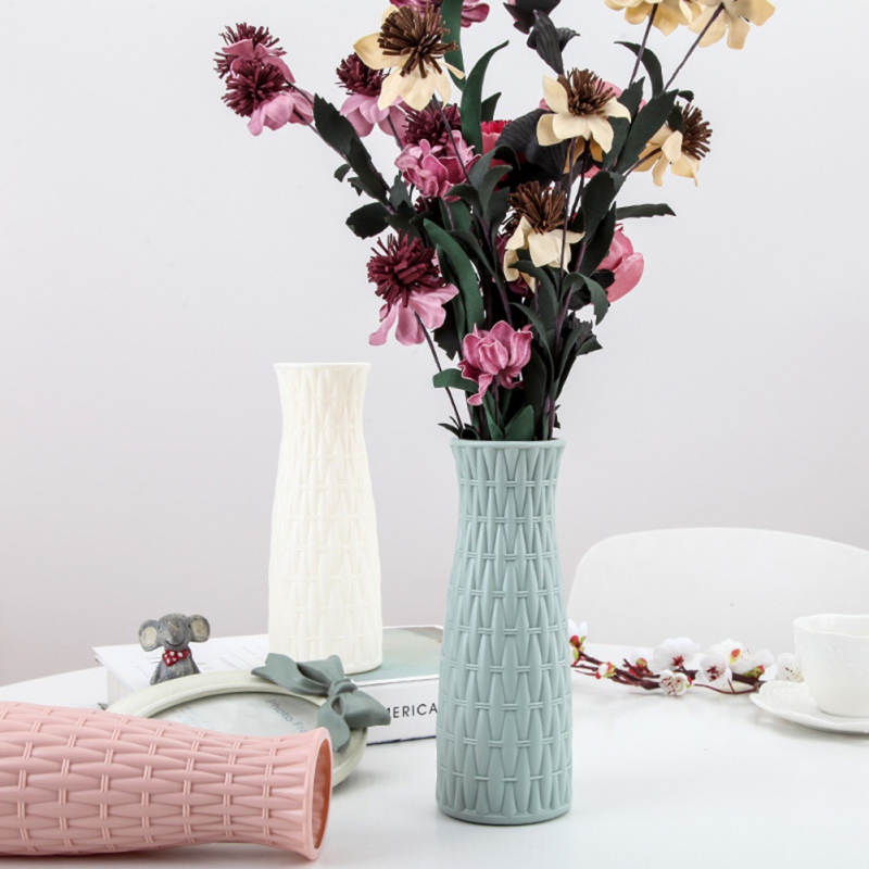 Vase à fleurs plastique rotin rose blanc | 1 pièce, Imitation céramique rose blanc, panier à fleurs, décoration de maison, décoration nordique