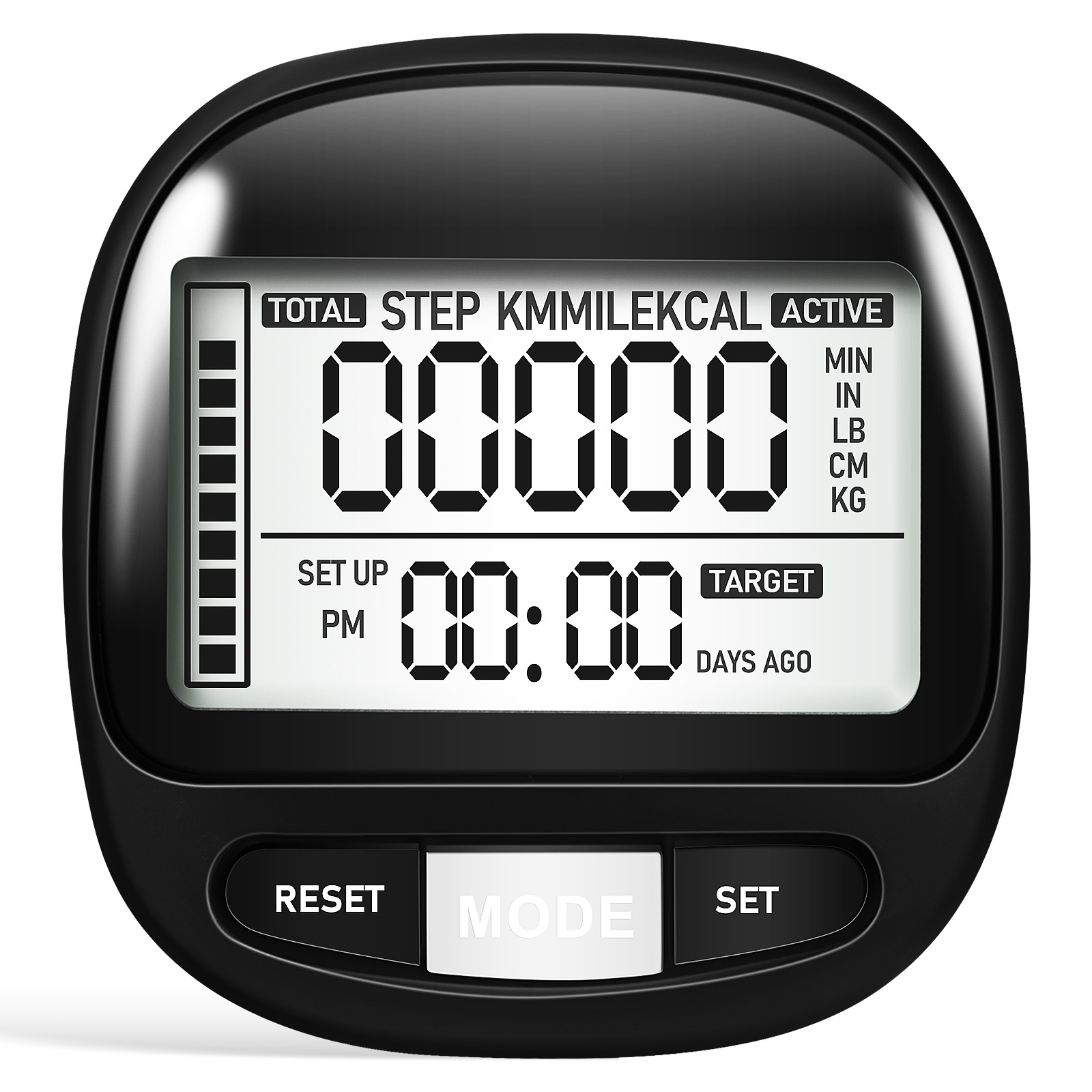 Walking 3D-Schrittzähler, tragbarer Schritt-Tracker, Outdoor-Schrittzähler-Clip, Gehstufen, einfacher Zähler und Kilometer-Tracker mit Uhr