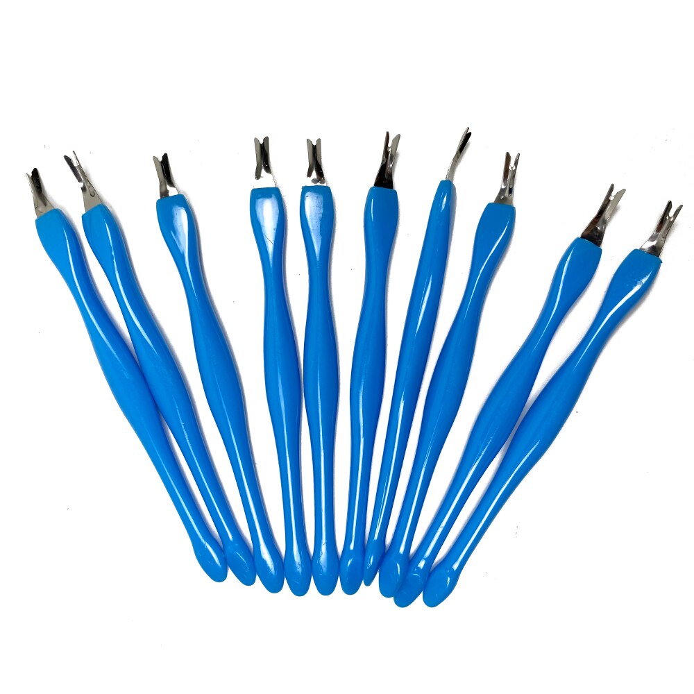5pcs/lot Cuticle Pusher Stainless Steel dead skin Nail Art Fork For Trim Dead Skin Fork Nipper Pusher Trimmer Cuticle Remover: blue