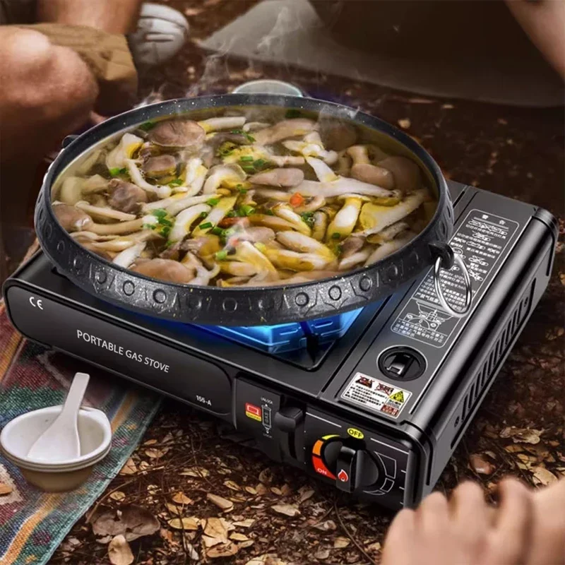 Estufa de camping portátil de doble combustible, propano o butano con estuche de transporte, encendido automático, ideal para acampar, senderismo, barbacoa y emergencias