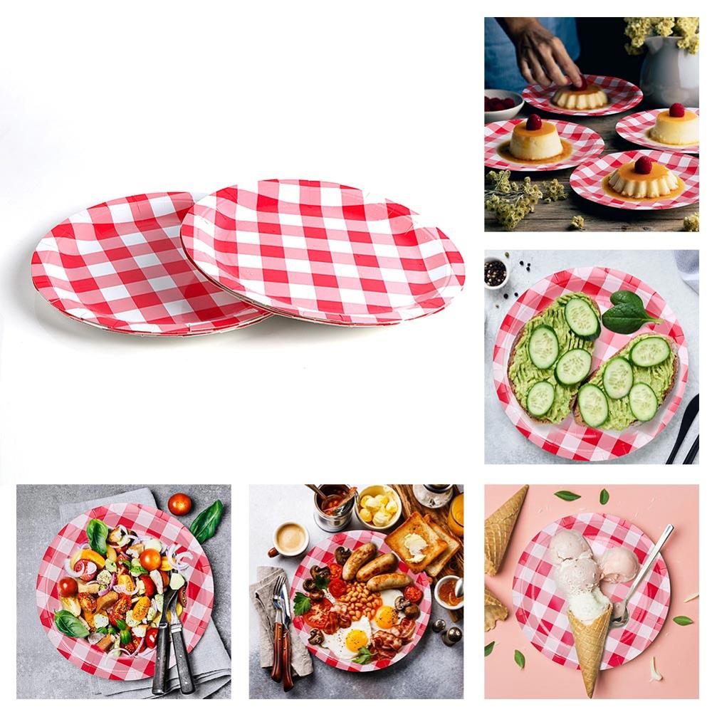 OurWarm Disposable Tableware Red and White Checkered Perfect for Italian Dinner Party Square Tablecloth Strawberry Birthday