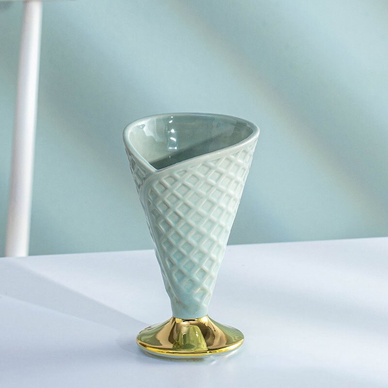 Keramische Ijs Cup Tall Kom Dessert Restaurant Ijs Cup Siroop Kom Huishoudelijke Yoghurt Kom Kerstcadeaus: Light Green Cup