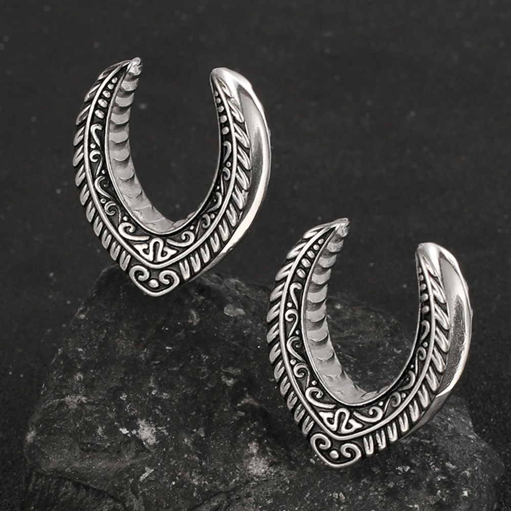 Twolobes 2 STUKS Vintage Zadel Oor Tunnels Stekkers 316 Rvs Expander Meters Brancards Piercing Lichaam Sieraden Mode: green / Licht Geel Goud Kleur