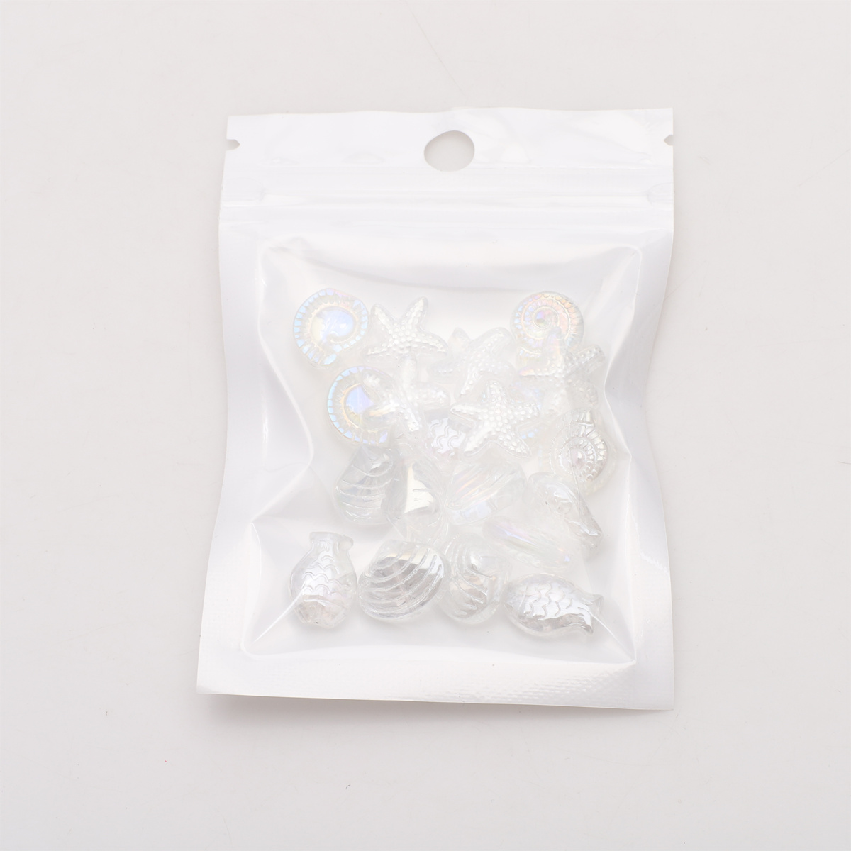 20 st blandade sjöstjärnor/sniglar/skal/små fiskar kristallglashängen pärlor gör-det-själv-tillverkning örhängen halsband midjesmycken accessoarer: Vit