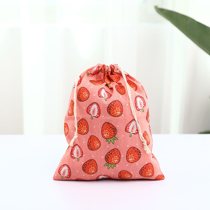 Koord Tassen Mooie Vruchten Gedrukt Harajuku Eenvoudige Canvas Kleurrijke Pouches Mode Vrije Tijd Vrouwelijke Tas: 3strawberry