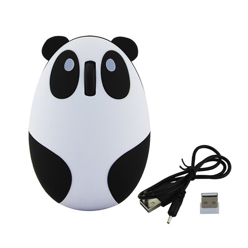 Silent Wireless Rechargeable Mouse Optical Ergonomic Computer Mice Cute Panda Shape Pink USB Mice For Girl Kid Laptop PC Macbook: White