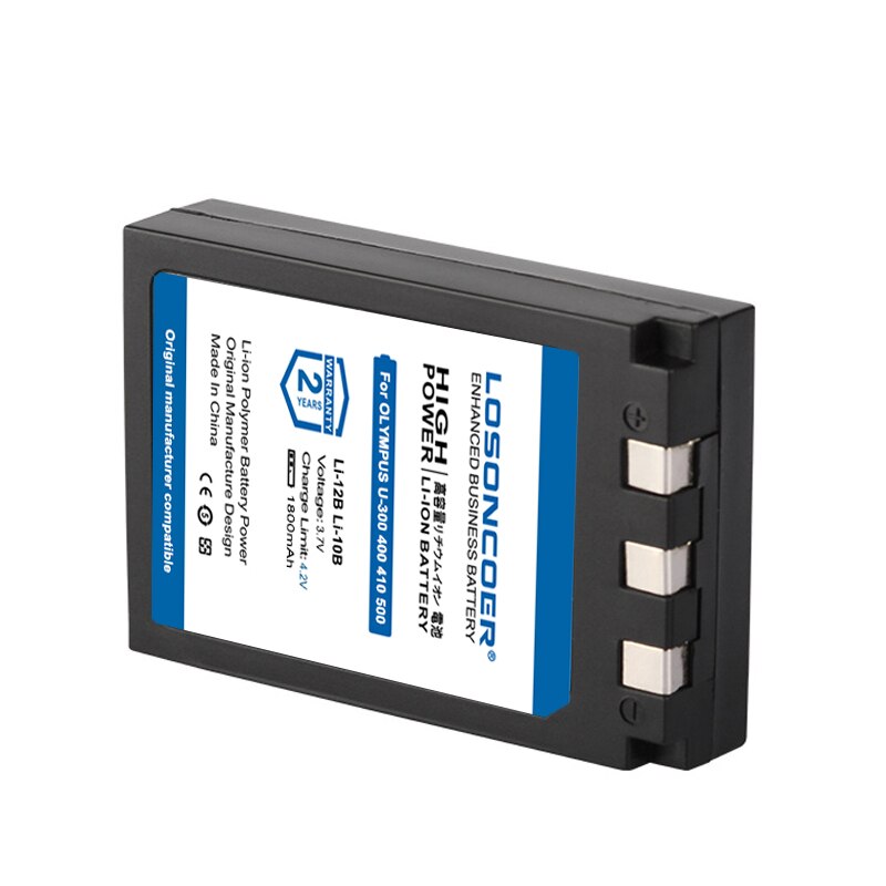 100% Original LOSONCOER 1800mAh Li-10B Li-12B para OLYMPUS U300 U400 U410 C760 C765 C70 C7000 C770 U500 U600 U800 U810 batería