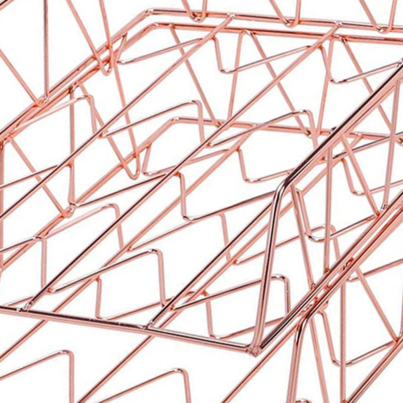 Desktop File Organizer Metal Stackable Letter Tray Paper Holder Rack, 2 Pack, Rose Gold