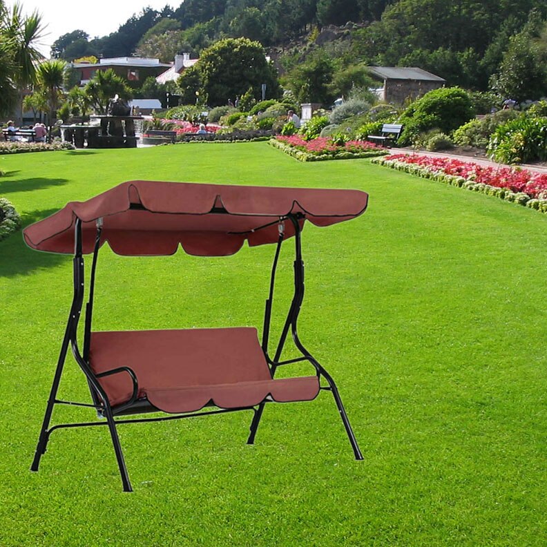 Patio Swing Canopy Cover Set - Swing Replacement Top Cover + Swing Cushion Cover for 3 Seat Swing Waterproof Covers