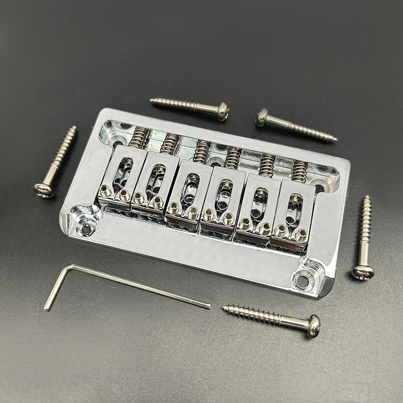 JEBridge à 6 cordes à queue rigide en métal avec paroi latérale, corps électrique à travers JEParts, noir, or, chrome, 82x44mm-10.5: BLANC